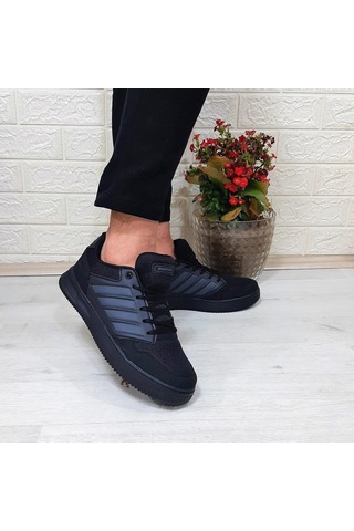 Bestof 074 Siyah-siyah Sneaker Düz Taban Hafif Rahat Spor Çift Ayakkabısı 001