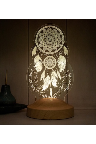 Kişiye Özel Dreamcatcher Düş Kapanı Gece Lambası, Rüya Kapanı ile Çakra Odası Dekoru, Kişiselleştirilmiş Başucu Led Lamba, En İyi Hediye