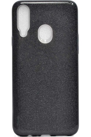Samsung Uyumlu Galaxy A20s Kılıf Zore Shining Silikon Siyah