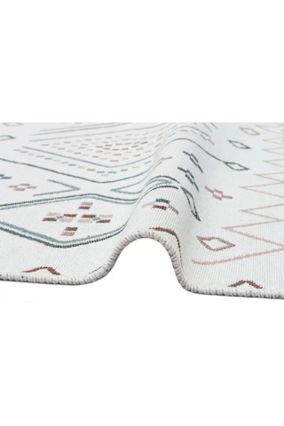Arya Ar 05 Beige Blue %100 Geri Dönüşümlü Pamuktan Çift Taraflı Yıkanabilir Modern Dekoratif Kilim