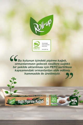 Roll-Up Doğaya Dönüşümlü Kesilmiş Yağlı Pişirme Kağıdı 20 Yaprak Standart