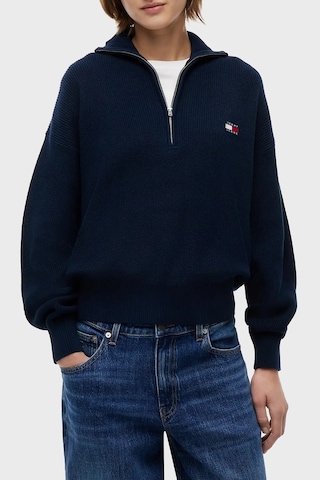 Tommy Jeans % 100 Pamuk Yarım Fermuarlı Balıkçı Yaka Kazak Kadın Kazak Dw0dw22928 C1g Lacivert
