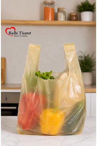 Kalın Sarı Poşet Büyük Boy 1 Kg Market Manav Poşeti 30x60 Cm Çöp Poşeti Atlet Poşet