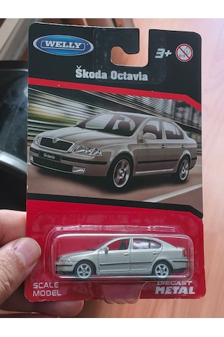 Welly 1:64 Ölçek Metal Skoda Octavia Gri