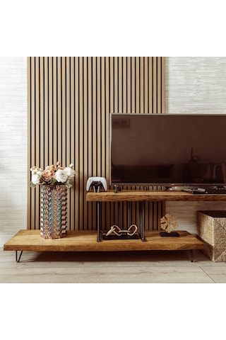 60x240 Cm Ceviz Renk Akustik Ahşap Duvar Paneli