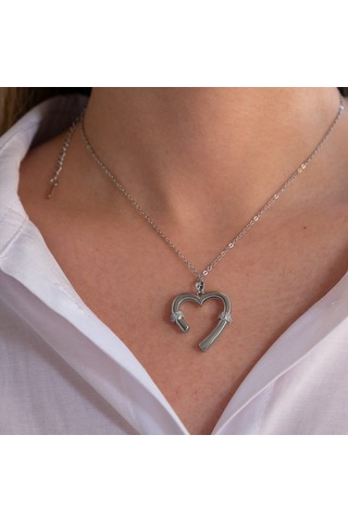 Çelik Kolye Kalp Tasarım Minimal Kolye - K-119 Altın