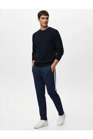 Koton Regular Fit Uzun Kollu Dokulu Basic Bisiklet Yaka Sweatshirt Lacivert 6wam70192mk Lacivert