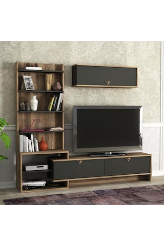 Dekorister Exclusive Pırıl Tv Ünitesi Ceviz-Antrasit