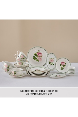Karaca Forever Bone Rosalinda 26 Parça 6 Kişilik Kahvaltı Takımı Çok Renkli