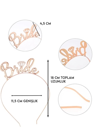 Bride To Be 2li Taç Ve Kuşak Set Bekarlığa Veda Partisi Rose Gold Pudra Pembe Tüm Yaşlar