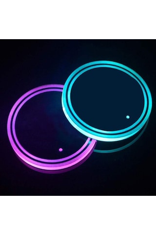 Samdoo Araç İçin 7 Renkli Led Işıklı Fincan Tutucu 2 Adet - Usb Şarjlı, Kaymazsız Padli Stüdyo Aydınlatması