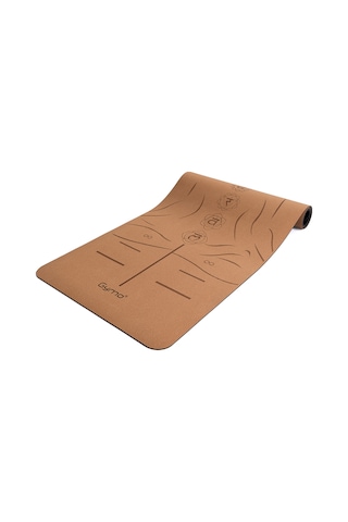 Gymo Pro Series Sembol Hizalamalı 5mm Doğal Mantar Cork Yoga Matı Pilates Minderi Kahverengi