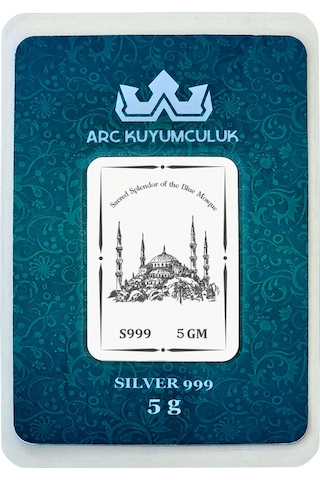 999 Ayar Gümüş İle Tasarlanmış Sultan Ahmet Camisi Temalı Hediyeye Özel 5 Gram Gümüş Külçesi-788