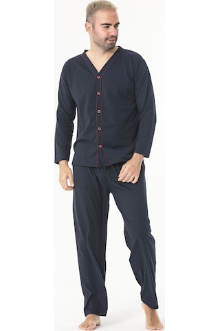 Sude Homewear Erkek Uzun Kol Pijama Takımı Koyu Lacivert