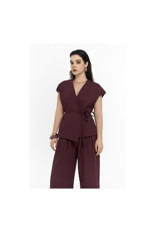 Mai Collection Mai Studios Co. Sorrenio Bordo Yelek Pantolon Takım Bordo
