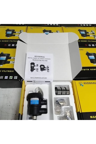 Manyetik Kombi Filtresi 3/4 Pirinç Metal Vanalı Tam Geçiş Çelik