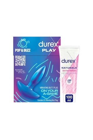 Durex Titreşimli Anal Plug Tıkaç + Durex Naturals Ekstra Hassas Kayganlaştırıcı Jel 100 ML