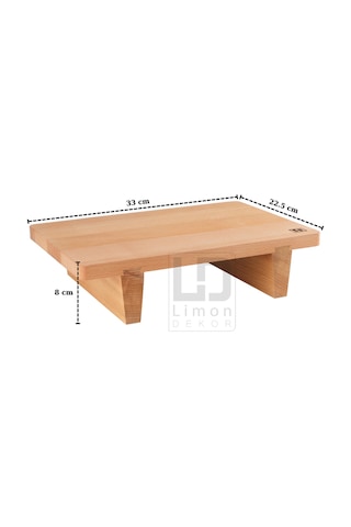 Masif Kayın Yüksek Ayaklı Servis Ve Doğrama Tahtası 33x22.5x8 Cm Ergonomik, Gıdayla Temasa Uygun Ahşap