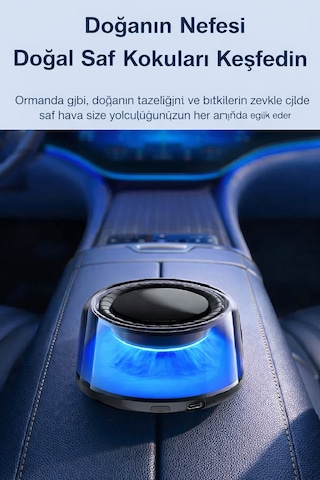 Exenar - Siyah - Otomatik Araç İçi Koku Makinesi Difüzörü Hava Nemlendirici Araç Parfümü Buharlı Şarjlı 800mah
