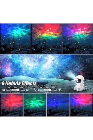 Astronot Galaxy Projeksiyon Gece Lambası Beyaz