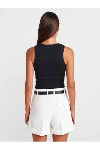 Dilvin 21005 Yıkama Efetkli Crop Top-siyah Siyah
