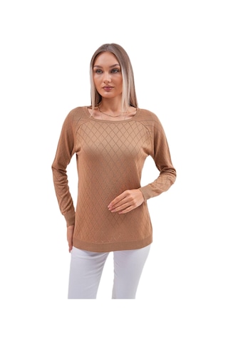 Kadın Baklava Dilimi Desenli Kazak 12781 Bgl-st04110 CAMEL