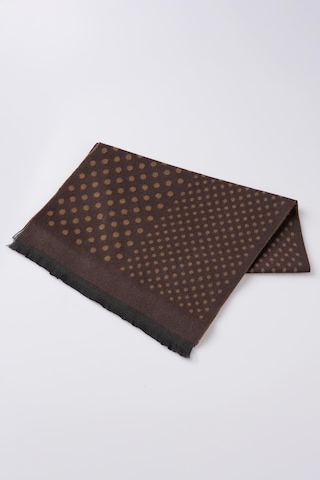 İnce Dokulu Puantiyeli Viskon Şal Kaşkol Atkı Kahverengi