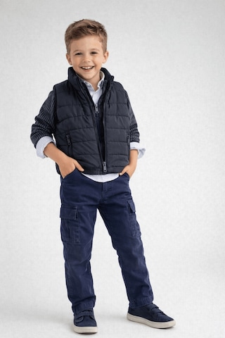 Turuncu Gardrop 2-9 Yaş Premium Çizgi Detay Şişme Yelekli Pantolonlu 4'lü Erkek Çocuk Takım Lacivert Lacivert