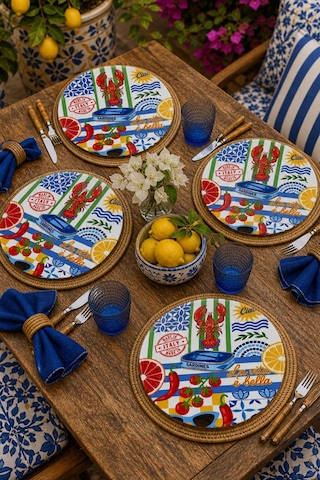Sicilya Serisi Kolaj 4lü Supla Set 30 Cm Mdf Uv Baskı Çok Renkli