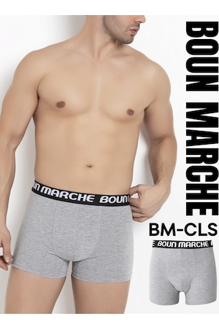 Boun Marche Erkek Boxer Likralı Premıum 3'lü Kutu Sortie Gri-siyah 3'lü