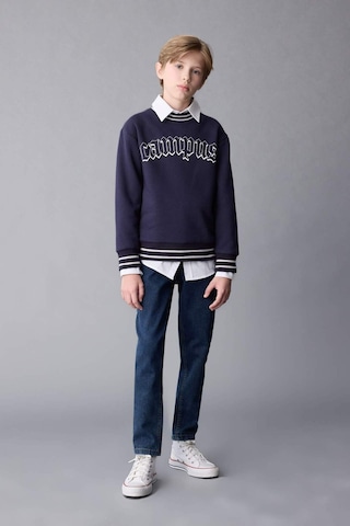 DeFacto Erkek Çocuk Lacivert Oversize Geniş Kalıp Bisiklet Yaka Baskılı Kalın Sweatshirt D1911A824WNNV135