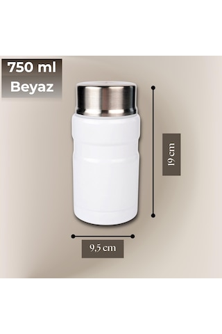750 Ml Paslanmaz Çelik Yemek Termosu-çelik Kaşıklı,beyaz Beyaz