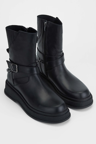 Tamer Tanca Kadın Hakiki Deri Siyah Deri Casual Bot 231 1058 Bn Bot Sk23/24 Sıyah Dr Siyah