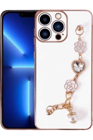 Apple Uyumlu iPhone 13 Pro Max Kılıf El Tutamaçlı Kamera Korumalı Zore Taka Silikon Kapak Beyaz