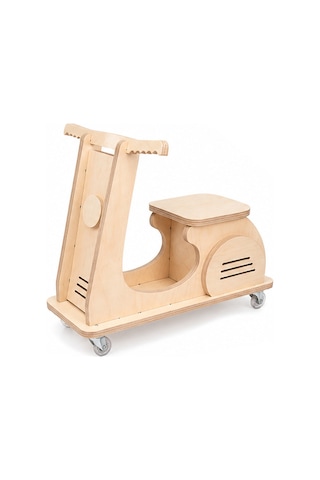 Ahşap Montessori Çocuk Scooter İlk Adım Yürüteci Binilebilir Tekerlekli Oyuncak