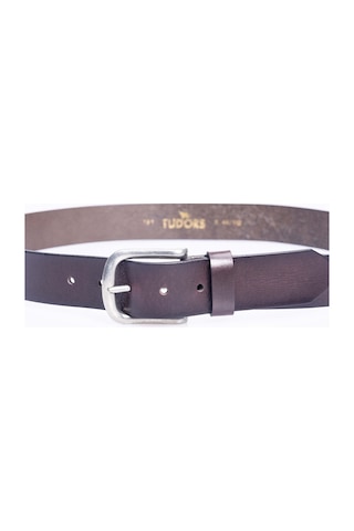 Tudors Erkek %100 Hakiki Deri 4 Cm Spor Kahverengi Kemer-28733