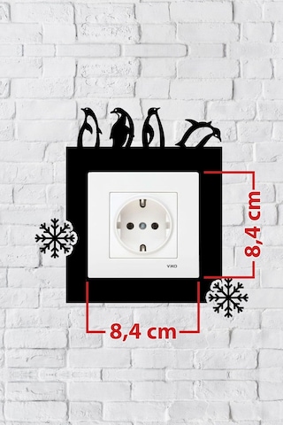 Penguen Tasarım Priz Çerçevesi İç Ölçü 8,4x8,4 Cm Dekoratif Priz - Anahtar Çerçevesi - Duvar Susu Siyah