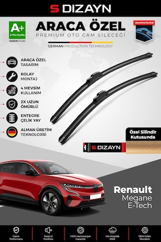 S-dizayn Renault Megane E-tech Ön Cam Silecek Seti 2021 Üzeri Premium Araca Özel 65-40 Cm A+ Kalite