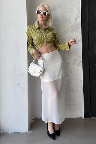 Madmext Madmext Beyaz Şifon Kadın Etek Mg2340 Beyaz