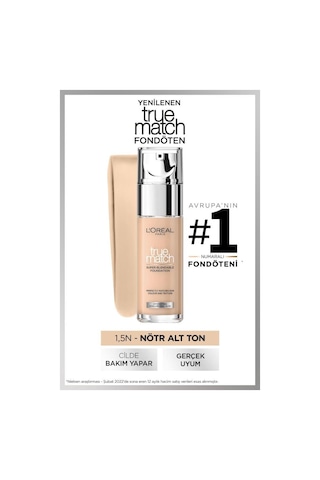 L'Oréal Paris True Match Bakım Yapan Fondöten - 1.5n Nötr Alt Ton & Mini Paradise Maskara 4.7 Ml pkttmbybnnmpm-9943