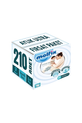 Molfix Premium Bebek Bezi Beden:2 3-6kg Mini Aylık Ultra 210 Adet 3'lü