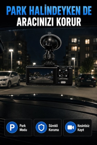 1080p Full Hd Araç İçi Kamera Wifi Bağlantılı Çift Kameralı Geniş Açılı Araç Kayıt Kamerası