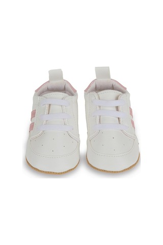 Pembe Çizgili Beyaz Kız Bebek Spor Patik Yürüme Öncesi-g-2354 Pembe