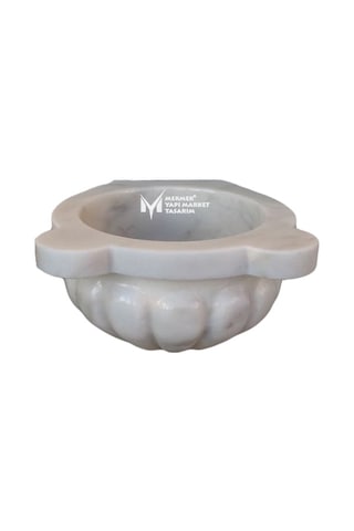 Afyon Beyaz Mermer Kavun Dilimli Kurna