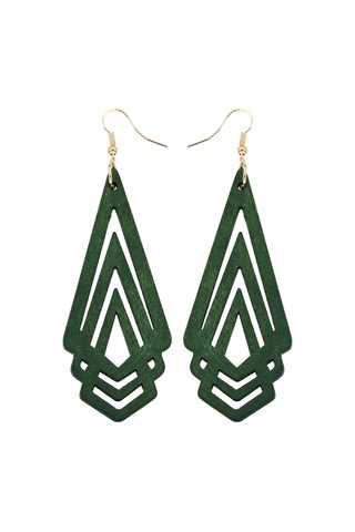 1 Çift Doğal Ahşap Küpe Geometik İçi Boş Üçgen Kişilik Kadın Için Basit Moda Takı, Metal Renk: Beyaz