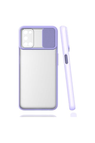 Noktaks - Oppo A52 Uyumlu - Kılıf Slayt Sürgülü Arkası Buzlu Lensi Kapak - Pembe Açık