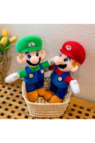 İthal Kumaş Xl Boy Efsane 2li Süper Mario Kardeşler Mario & Luigi Peluş Oyuncak Uyku & Oyun Arkadaşı Çok Renkli