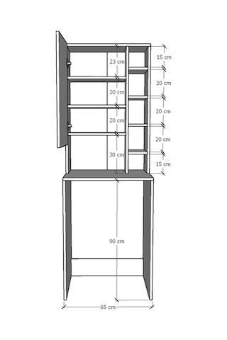 Asra Trend Çamaşır Makinesi Üstü Banyo Dolabı BD-02 %100 MDF Kapaklı Organizer Raf Sonoma Meşe