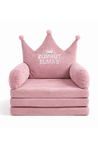 Abt Kişiye Özel Isimli Taç Tasarımlı Bebek & Çocuk Koltuğu Pembe