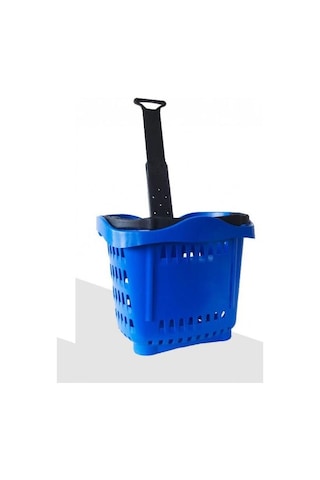 40 Lt Teleskopik Saplı Plastik Alışveriş Sepeti - Market El Sepeti